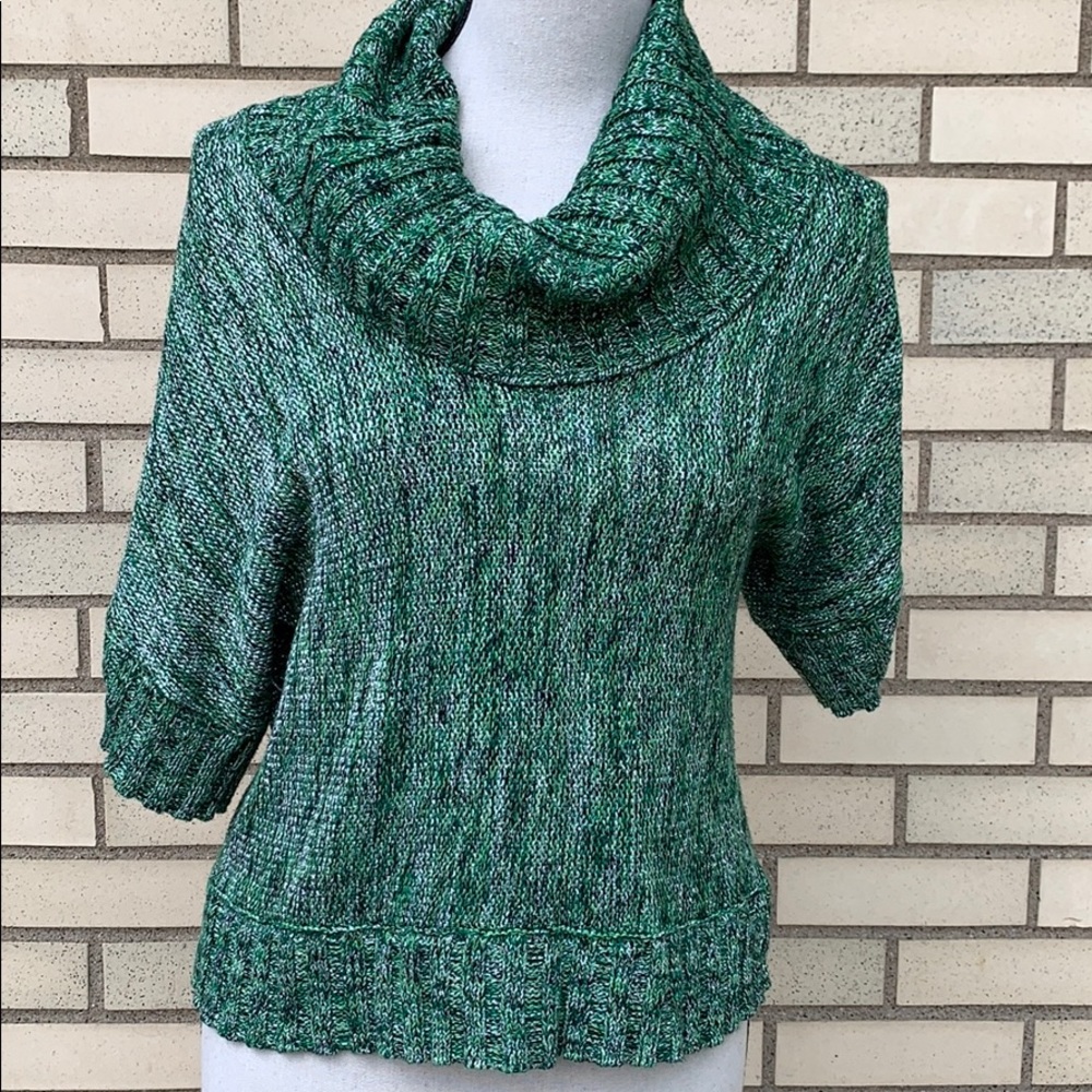 Inc International Concepts Green Marble Metallic Cowl Neck Sweater Top - Picture 2 of 10